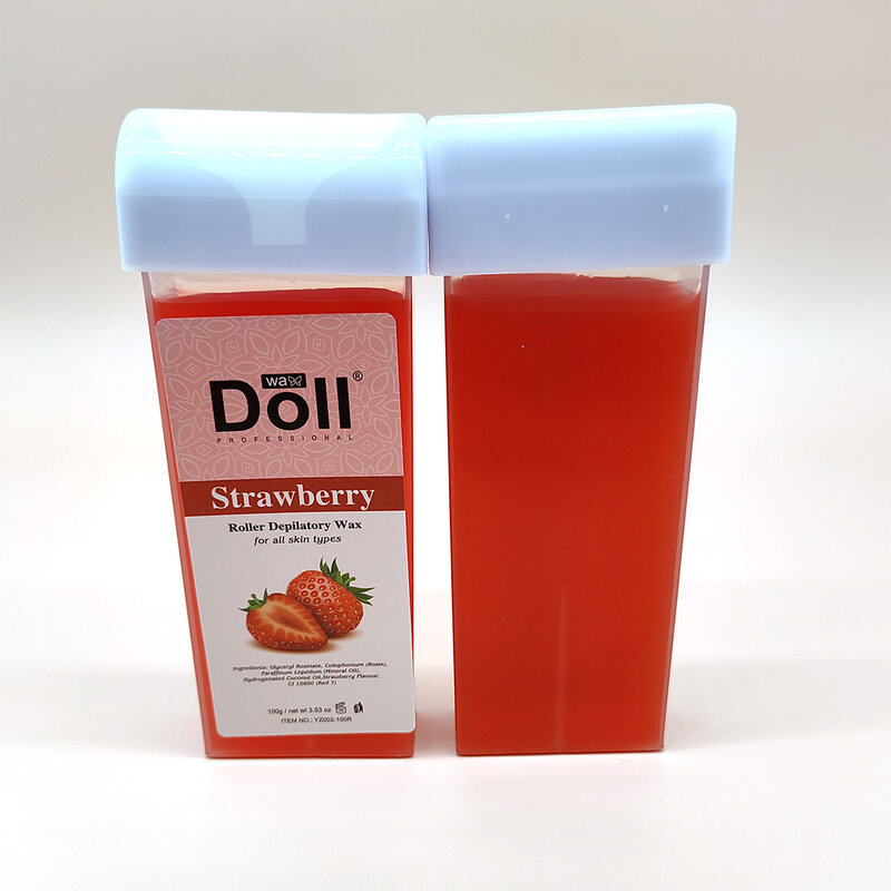 100g strawberry Roll On Hot Depilatory soft Wax Cartridge Hair Removal liposoluble warm roller Wax