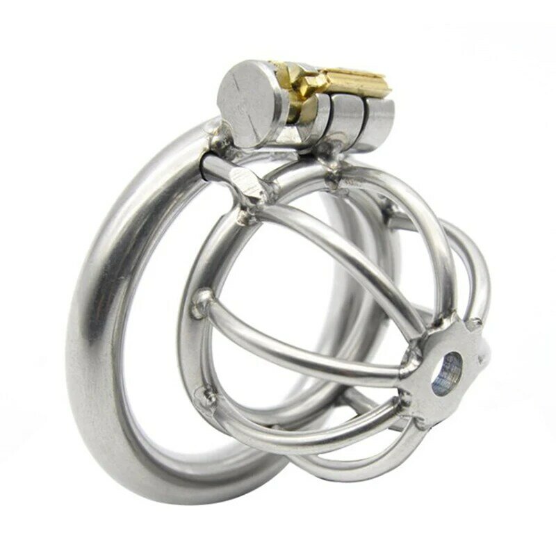 Jaula de castidad masculina de Metal de acero inoxidable, dispositivo de restricción, anillo con pinchos con cerradura