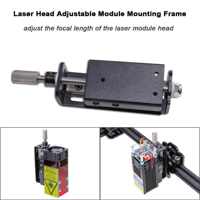 Módulo láser de ajuste de enfoque, placa deslizante, soporte ajustable de aluminio, marco de montaje para máquina de grabado CNC