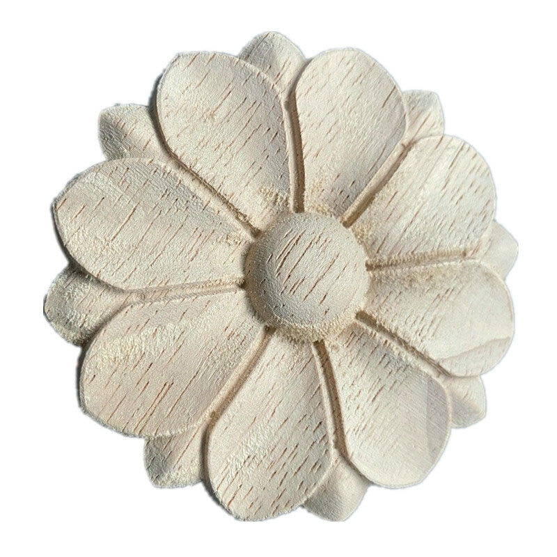 1pc 3-8cm boutique lotes de madeira esculpida onlay apliques sem pintura flores paredes armários porta do vintage decoração para casa acessórios