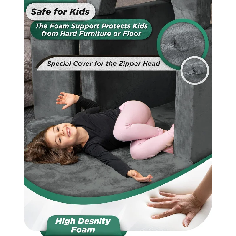 Lunix-sofá Modular de 14 piezas para niños, mueble Convertible para dormitorio y sala de juegos Fortplay, LX15