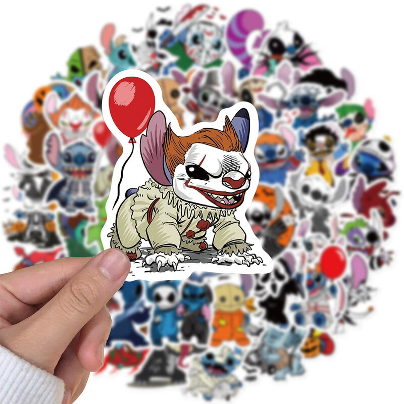 10/30/50 buah stiker karakter horor campuran gambar Disney Stitch lucu stiker grafiti kartun Halloween untuk telepon Buku Harian Laptop