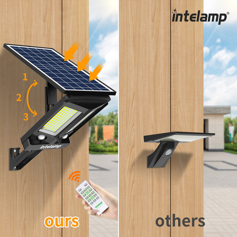 Outdoor Solar Light with Remote, Super Bright Flood Lights, IP65 Waterproof Wall Lamp, Garden Decoration, 3 Modes