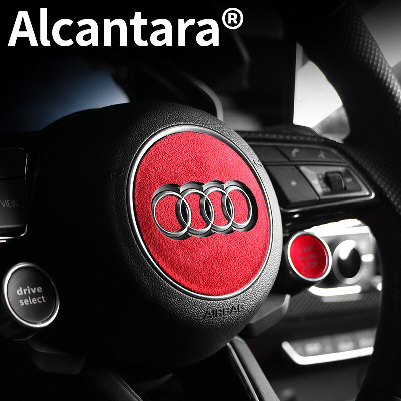 Alcantara-Etiqueta do emblema do volante do carro, acessórios interiores, Audi A3, 8V, A4, B9, A6, A7, A8, S6, S7, S8, Q3, Q5, Q7, q8, S5, RS6, RS7