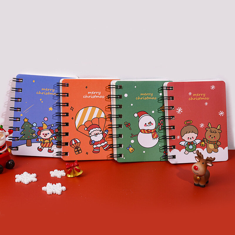 Buku catatan koil Natal kartun lucu lucu Santa Claus rusa besar manusia salju buku Notepad portabel perlengkapan kantor sekolah alat tulis anak-anak