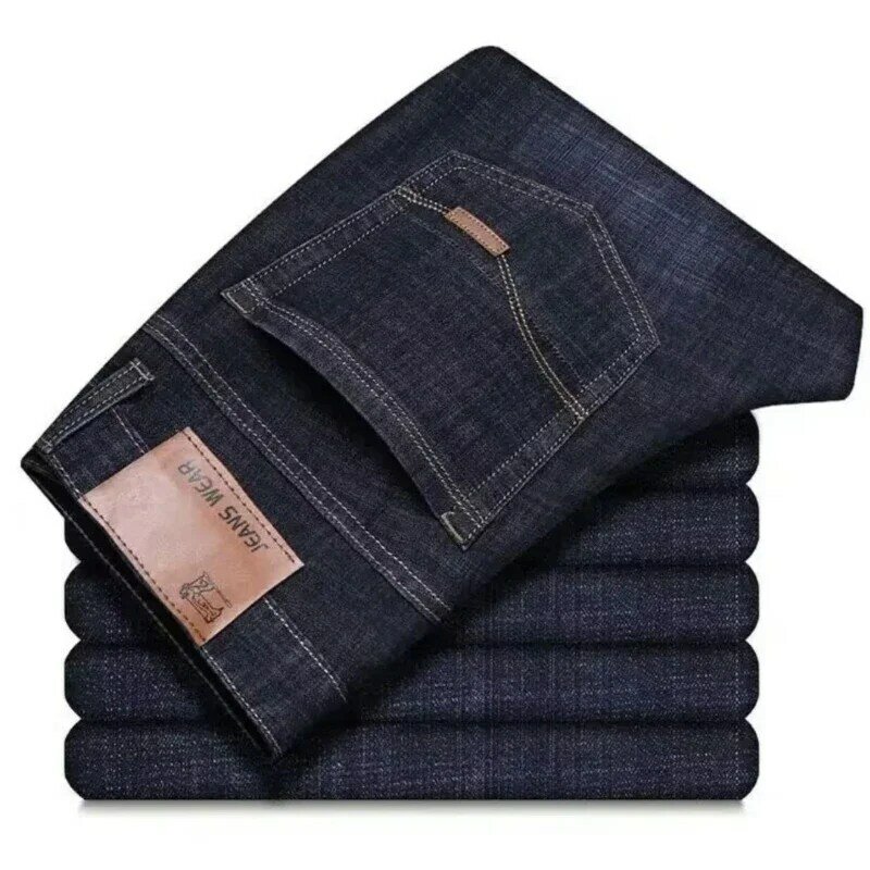 Heren Jeans 2024 Lente Rechte Pijpen Casual Comfortabele Mode Effen Kleur Ontwerp Gevoel Werk Broek Voor Heren Джинсы Мужские