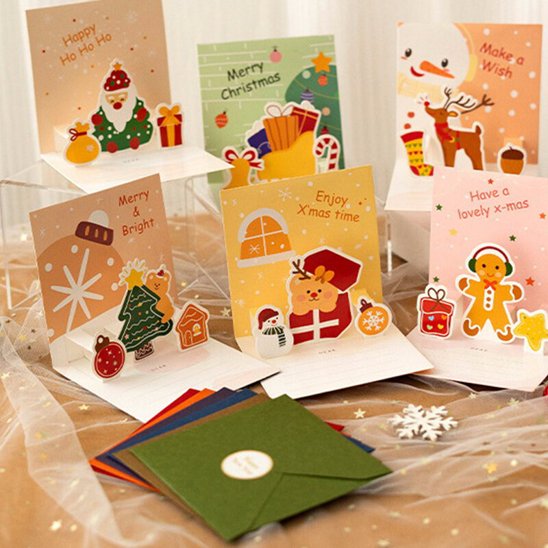 1 Набор 3D Поздравительные открытки друг семья благословение открытка конверт на день рождения новый год Рождество подарочные открытки стандартные товары