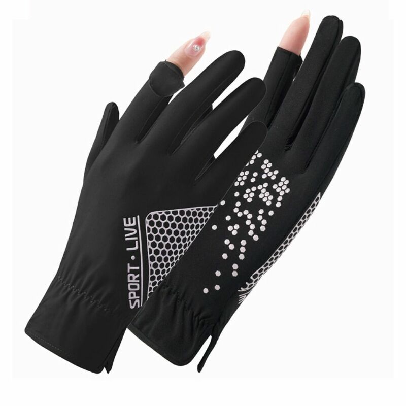 Summer Ice Silk Gloves Women Touch Screen Gloves Anti-UV Breathable Non Slip Riding Driving Gloves