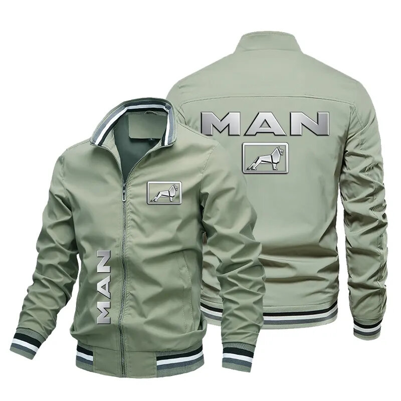 Jaket ritsleting pria, jaket cetakan logo mobil Musim Semi dan Musim Gugur jaket ramping kasual berkendara sepeda motor 2024