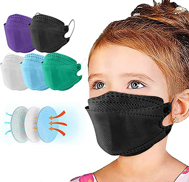 Máscaras de proteção não tecidas para crianças, máscara confortável, longa duração, adequada para atividades ao ar livre, 50 algodão
