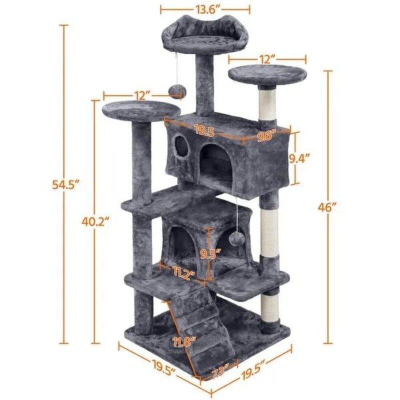 2024 New 54.5'' H Cat Tree Tower Condo Furniture Scratch Post for Kittens Pet House Play Beige Large Cat Tree Plush Tower With