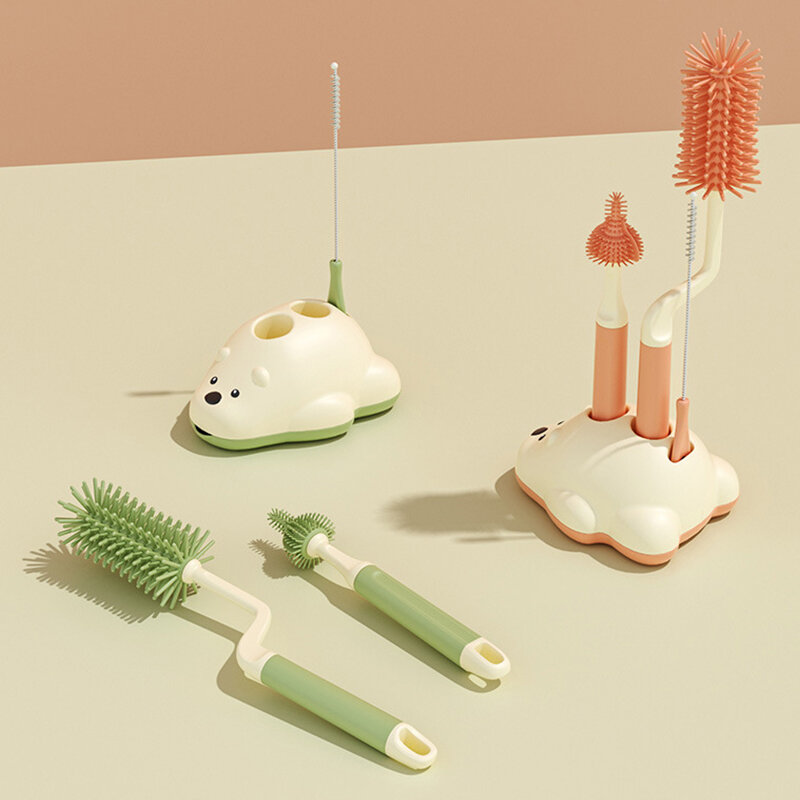 Spazzola per biberon neonato Set di spazzole per la pulizia in Silicone Set di spazzole per contagocce per capezzoli in Silicone per neonati