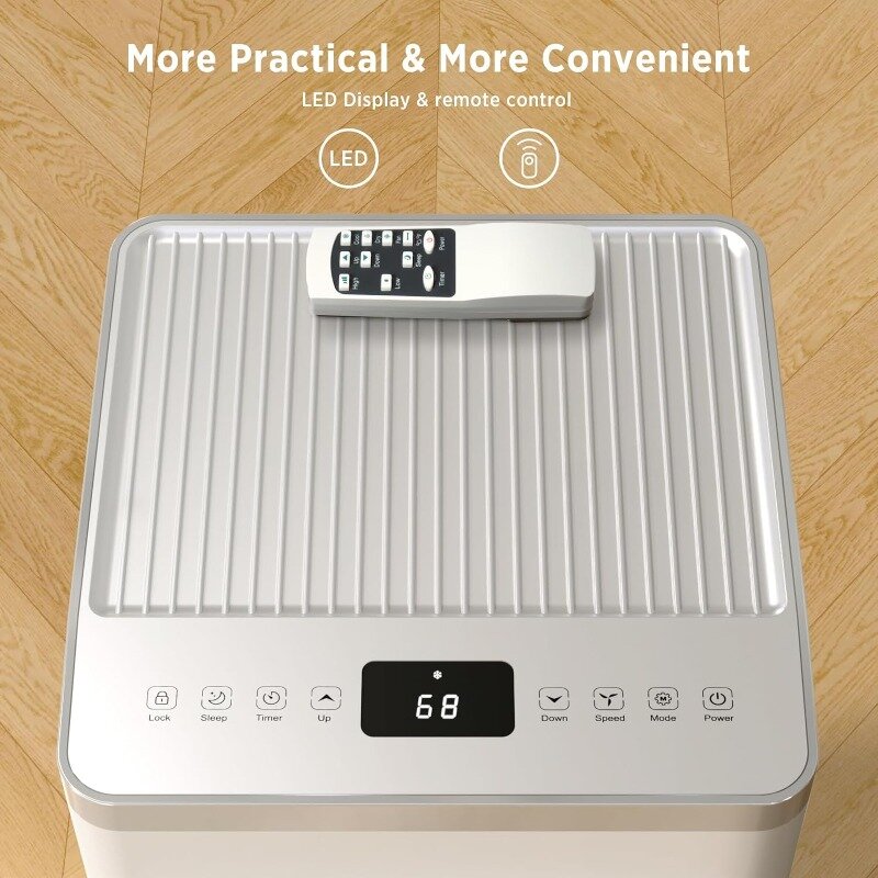 8,000 BTU Portable Air Conditioners Cool Up to 350 Sq.Ft, 4 Modes Portable AC with Remote Control/LED Display/24Hrs Timer, White