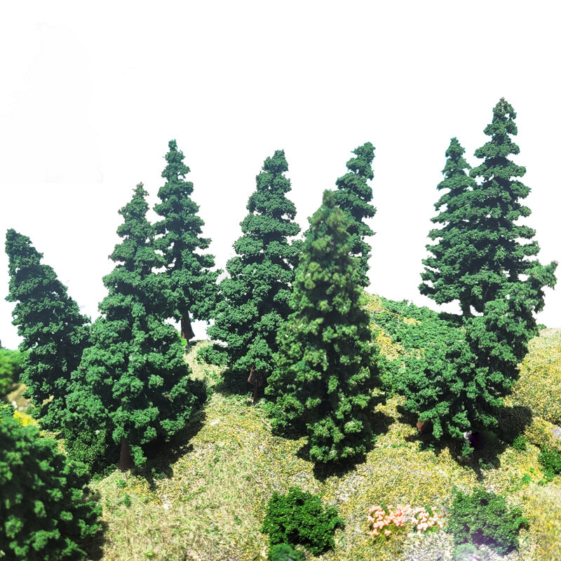 Модель соснового дерева 5 шт., модель темно-зеленого дерева, фотография поля, военный песок, настольная модель