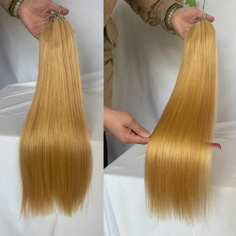 Блонд цветные 100% человеческие волосы перья для наращивания волос 200 шт/уп 18-24 дюйма Прямые длинные перьевые волосы для наращивания для женщин