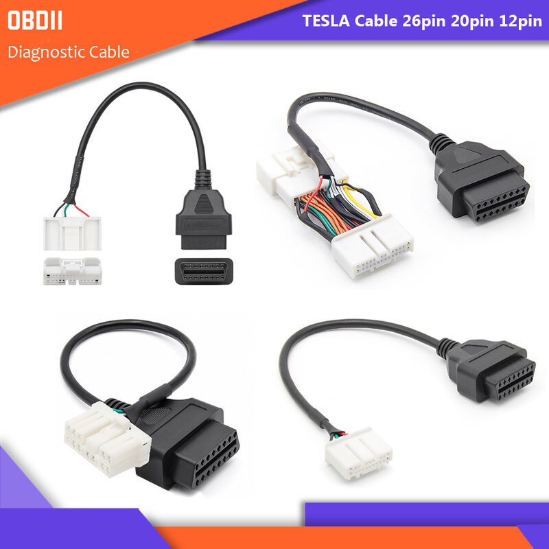 Диагностический кабель для Tesla OBD2, 26Pin 20pin 12-контактный разъем для OBDII 16-контактный адаптер для Tesla Model S Model X Model 3 Model Y