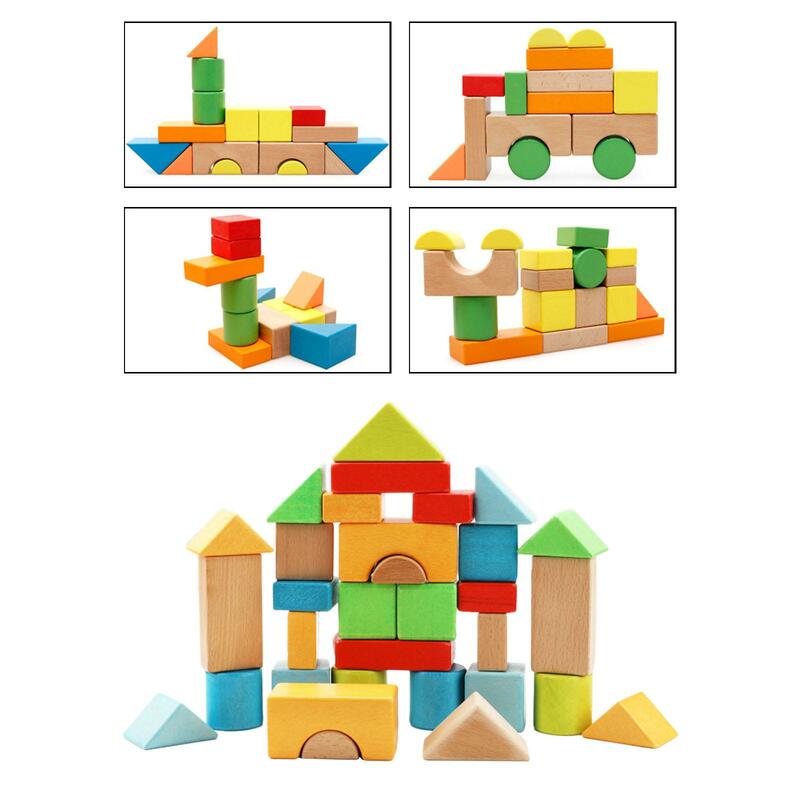 Набор деревянных блоков, легко использовать, геометрическая форма, головоломка, игра Монтессори