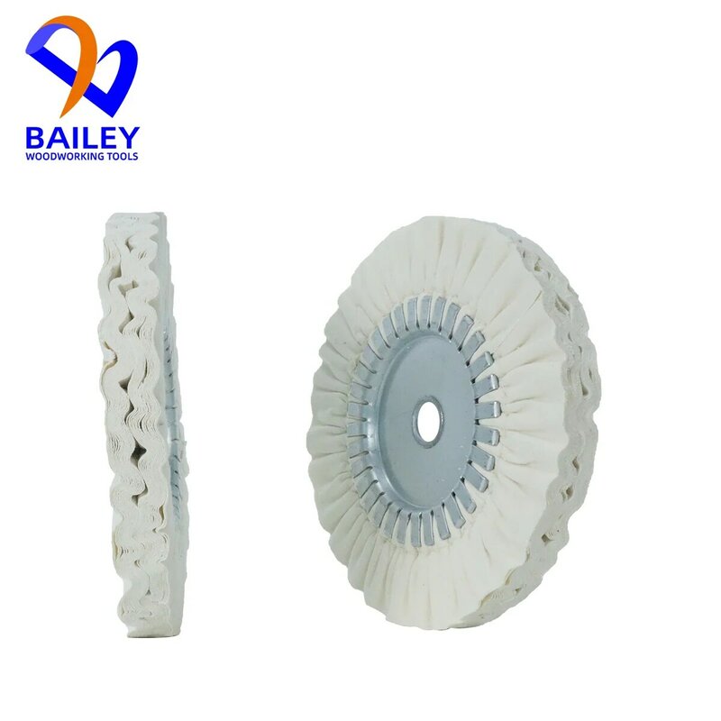 BAILEY 5PCS BW016 200x19x20mm Cotton Buffing Wheel Polishing Wheel With Iron Circle for CEHISA Edge Banding Machine