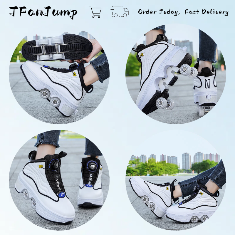 TFanJump-zapatillas de Skate con 4 ruedas para niños y niñas, zapatos de moda para exteriores, regalos para niños, novedad