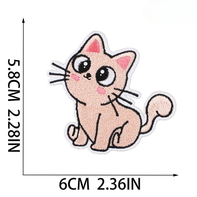 2024 Hot Animal Cartoon Cat Embroider for Cloth Hat Jeans Fabric Sticker Decoration Patch Star Heat Sew Adhesive Fast Iron Label