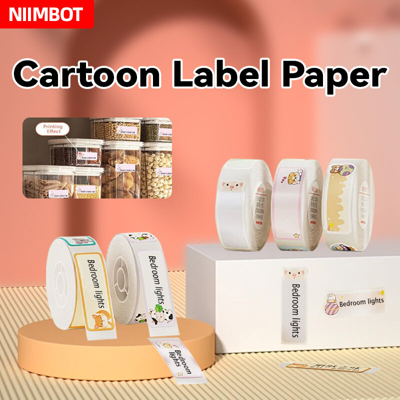 Niimbot-rollo de papel de impresión autoadhesivo térmico, etiqueta de precio con nombre de dibujos animados, D11/D101/D110