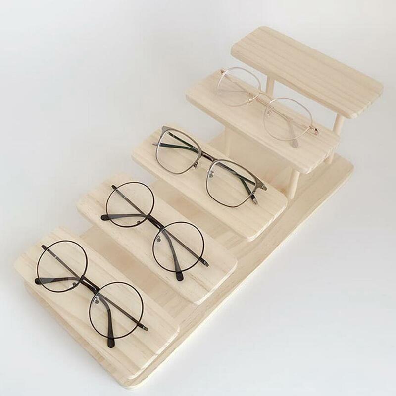 木製眼鏡ディスプレイスタンドホームオーガナイザーホルダーラック収納トレイ