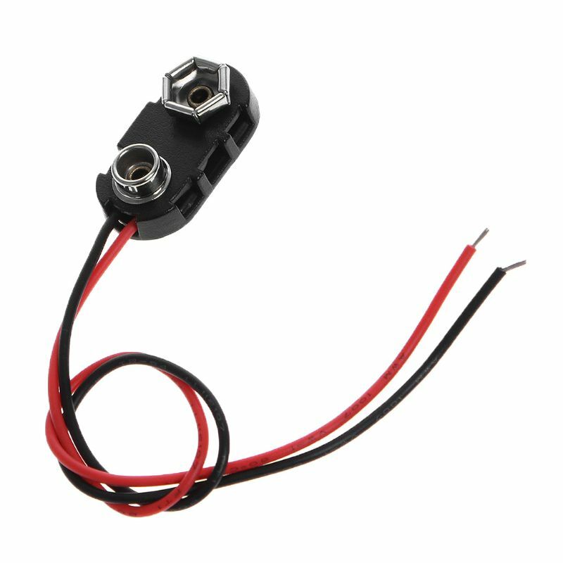 Connettore a clip per batteria PP3 da 9 V Tipo I Conduttori in filo stagnato 150 mm Nero Rosso