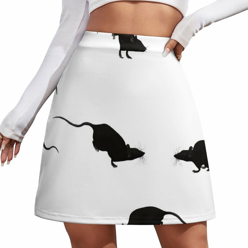 Mini jupe mi-longue à motif de rat pour femmes, robes de soirée, esthétique des années 90
