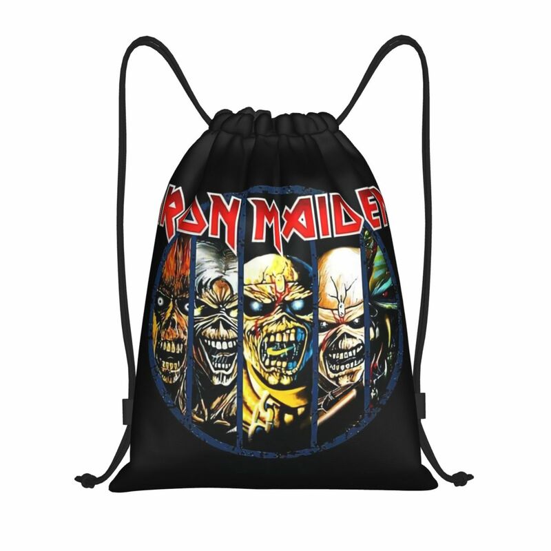 Maidens-mochila con cordón para hombre y mujer, morral deportivo de Metal pesado con música de hierro, bolsa de gimnasio para ir de compras