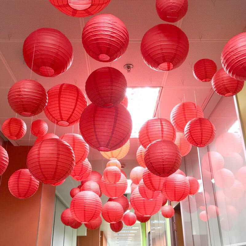โคมไฟกระดาษจีนขนาด20ซม. ตกแต่งงานวันเกิดงานปาร์ตี้ลูกบอลกระดาษของขวัญแบบทำมือโคมไฟแขวนตกแต่ง
