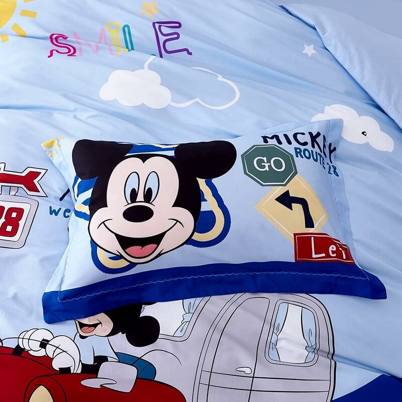 Mickey Kids copripiumino Set biancheria da letto ragazzi Mickey Blue Cartoon Anime copripiumino federe per bambini decorazione camera da letto