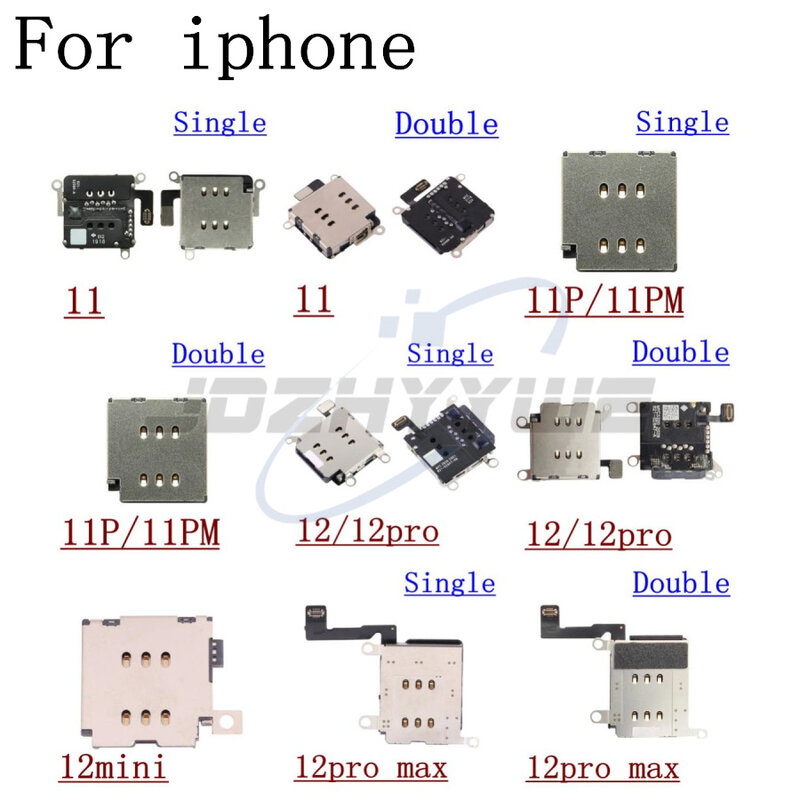 Soporte de bandeja con ranura para tarjeta SiM doble, piezas de repuesto de Cable flexible para iPhone 11, 12 Mini Pro Max, SE 2020