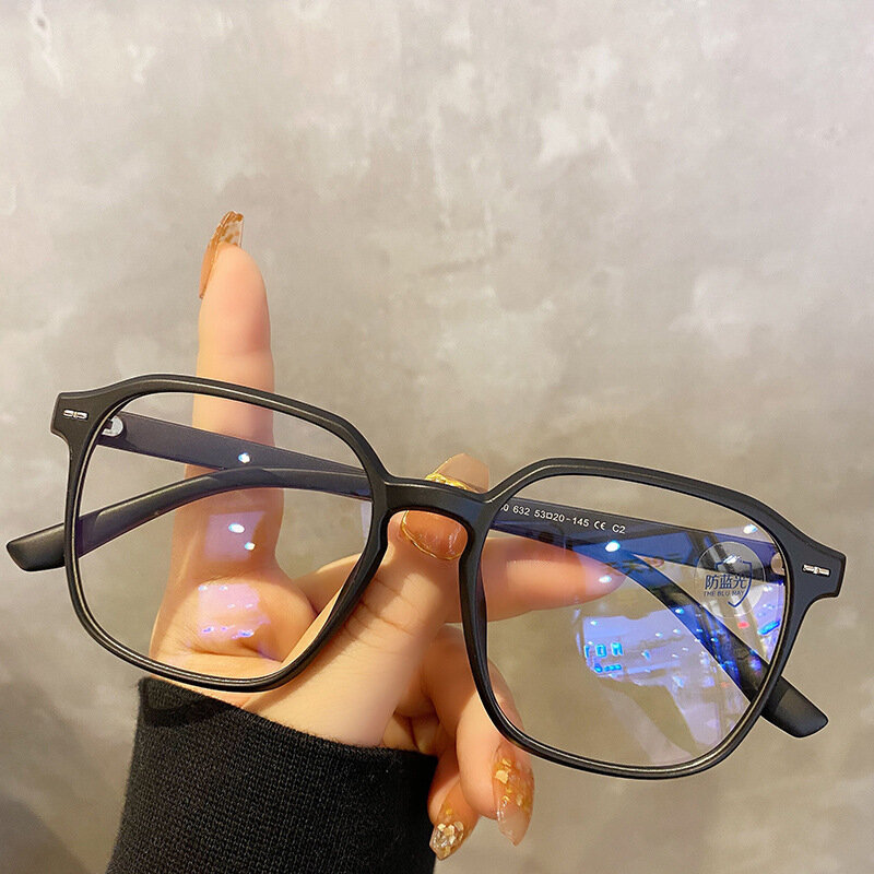 Square polygon Frame Plain glasses blue membrane Glasses all can match Men Women Fashion glasses lenses Blocking Glasses Eyewear
