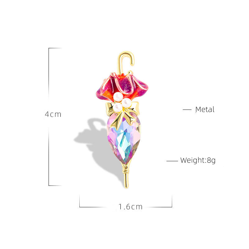 SKEDS Shiny Boutique Umbrella Crystal Brooches Jewelry For Women Girls Cute Design Rhinestone Accessories Wedding Party Pins