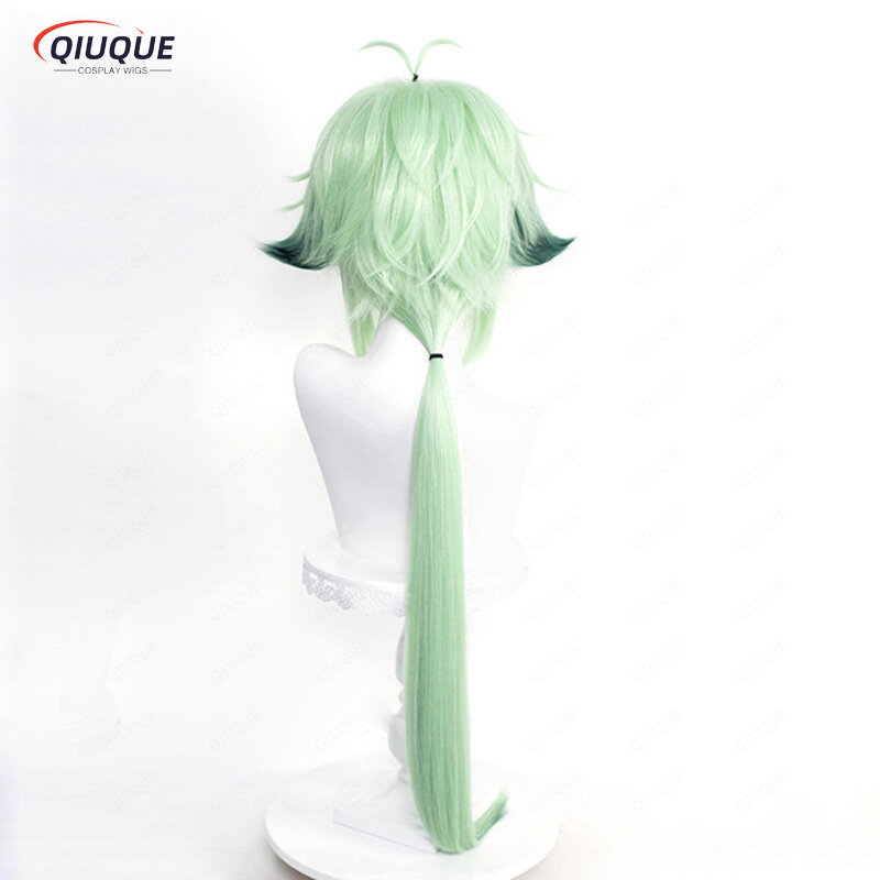 Gioco Impact saccarosio Cosplay parrucca 85cm lungo Apple Green Anime parrucche Cosplay parrucche sintetiche resistenti al calore + cappuccio parrucca