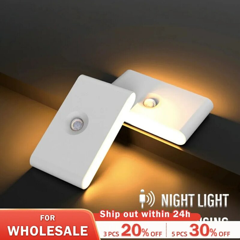 Led Intelligente Sensor Nachtlampje Draadloos Usb Opladen Bewegingssensor Wandlamp Voor Slaapkamer, Gang, Kastverlichting