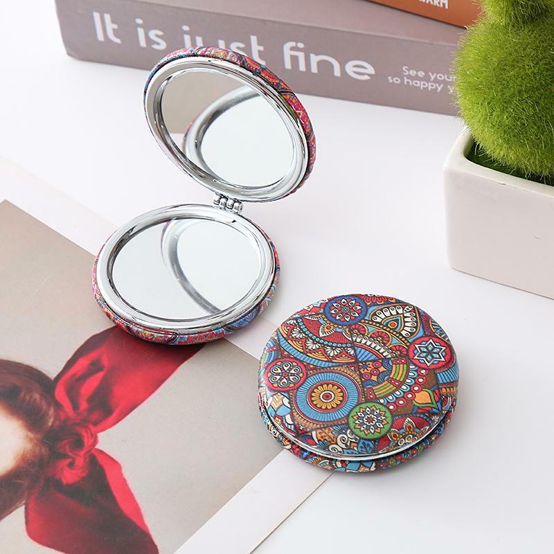 Böhmischer Stil klappbarer Schmink spiegel trinkbar runde doppelseitige Vergrößerung kosmetik spiegel Frauen Mini Beauty Taschen spiegel