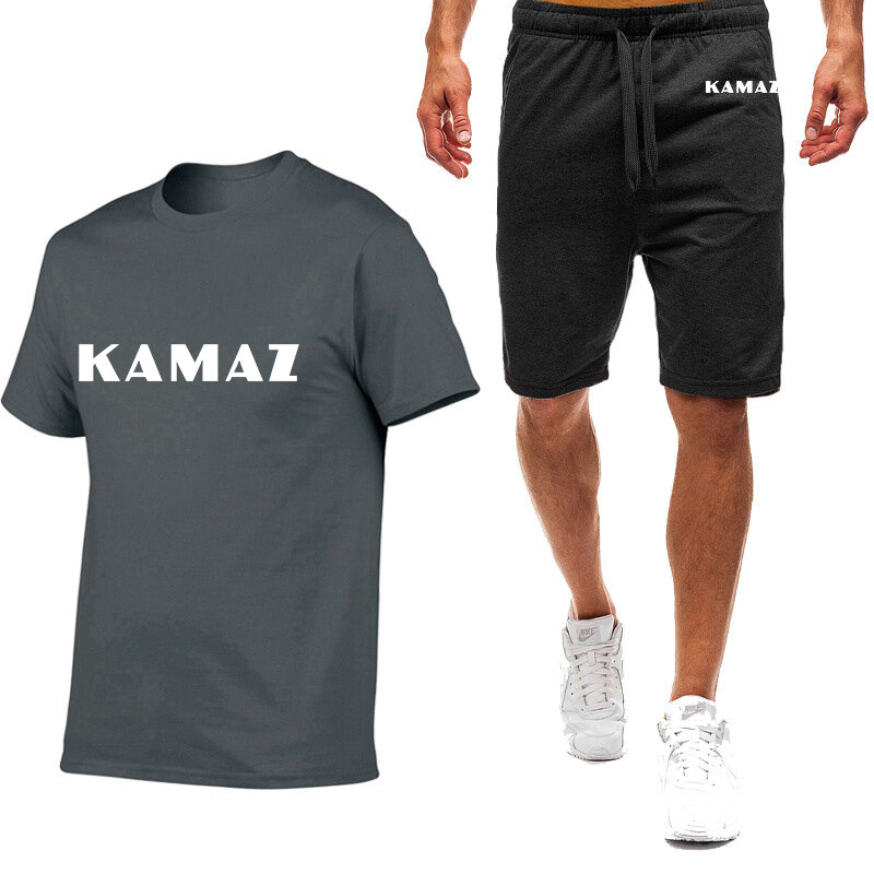 Мужская спортивная одежда Kamaz, Новинка лета 2023, Спортивная дышащая модная футболка с коротким рукавом, куртка, шорты, повседневная двухкомпонентная одежда