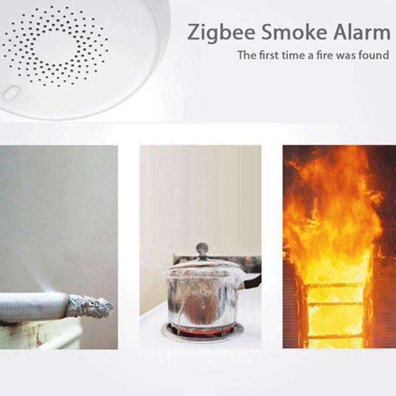 Tuya Smart Zigbee Home Smoke Detector, Wireless Usado em Conjunção com Aplicações Smart Life
