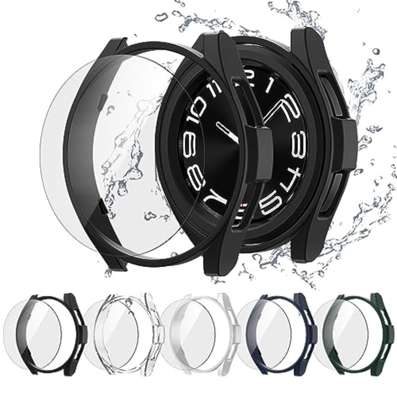 Pelindung layar kaca untuk Samsung Galaxy Watch 6 klasik 43mm 47mm Watch4 5 6 40mm 44mm layar pelindung Film Bumper Case