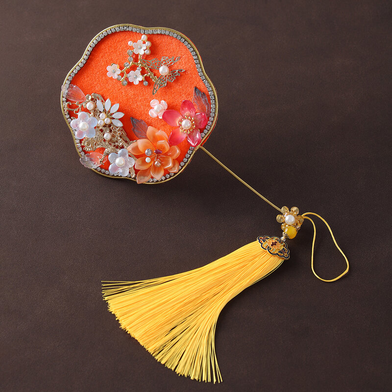 Wedding Accessories Full Of Chinese Palace Style Luxurious Shinny Ladies' Handheld Small Circular Fan