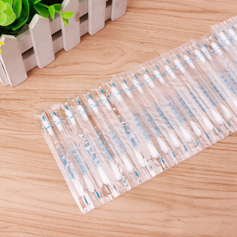 Y1UF 50pcs Disposable Medical Stick Disinfected Cotton Swab Care