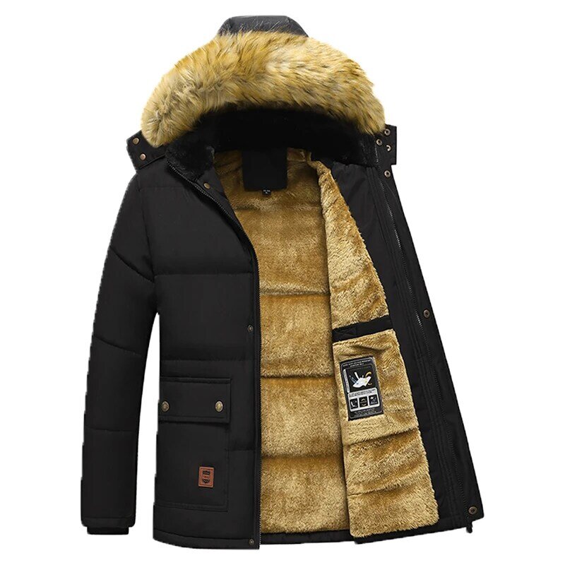 男性用の裏地付きパーカー,毛皮の襟付きのカジュアルで厚くて暖かいコート,フード付きジャケット,ぬいぐるみ,サイズ5xl,新しい冬用