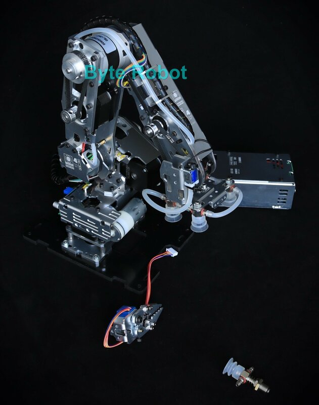 Muatan besar 4 DOF Metal RobotiArm dengan cangkir pengisap pompa Stepper Motor untuk Robot Arduino Kit DIY industri 4 sumbu Robot Model cakar