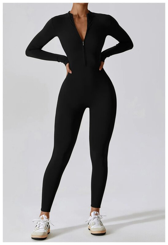 Women's One-piece Yoga Pants Short/Long-sleeved Warm ski Overalls Outerwear High Elastic Cycling Bodybuilding Bodysuit