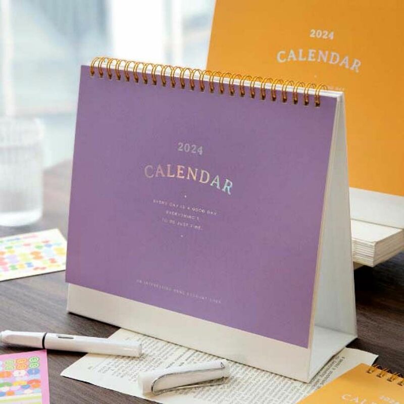 Calendario de escritorio para planificador diario, organizador de Agenda, horario semanal 2024, calendario de dopamina de Color, suministros de papelería de escritorio de 365 días