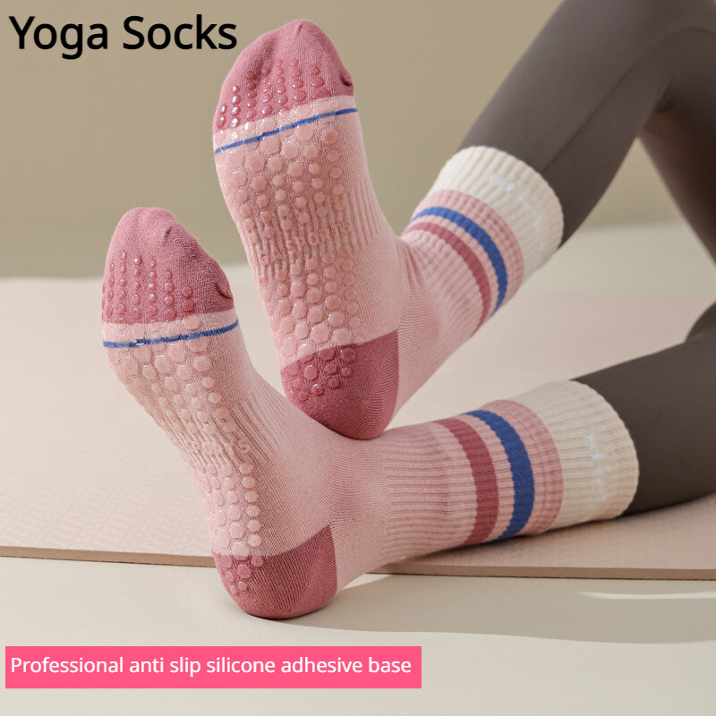 Calzini da Yoga calzini da Pilates a tubo medio antiscivolo professionali calzini da allenamento per il Fitness da ballo calzini sportivi in puro cotone