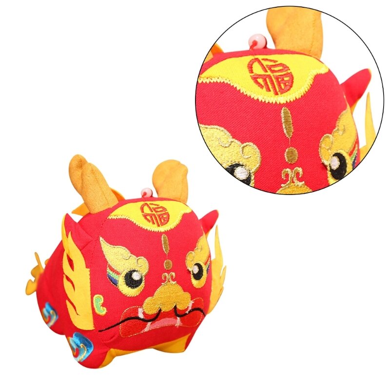 Cartoon 3D Dragon Plush Toy Hangings Traditional Stuffed Animal Dolls Lucky Mascots Dolls New Year's Gift for Kids