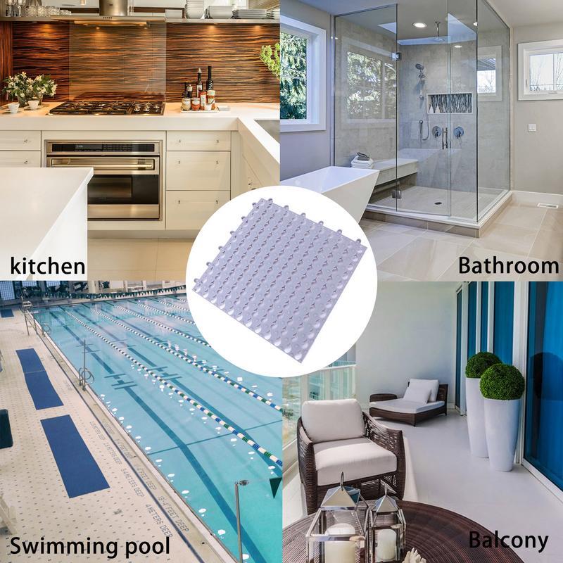 Splicing Waterproof Bathtub Mat Durable Tile Splicing Waterproof Mat With Drain Hole For Pool Shower Bath Kitchen Cushion