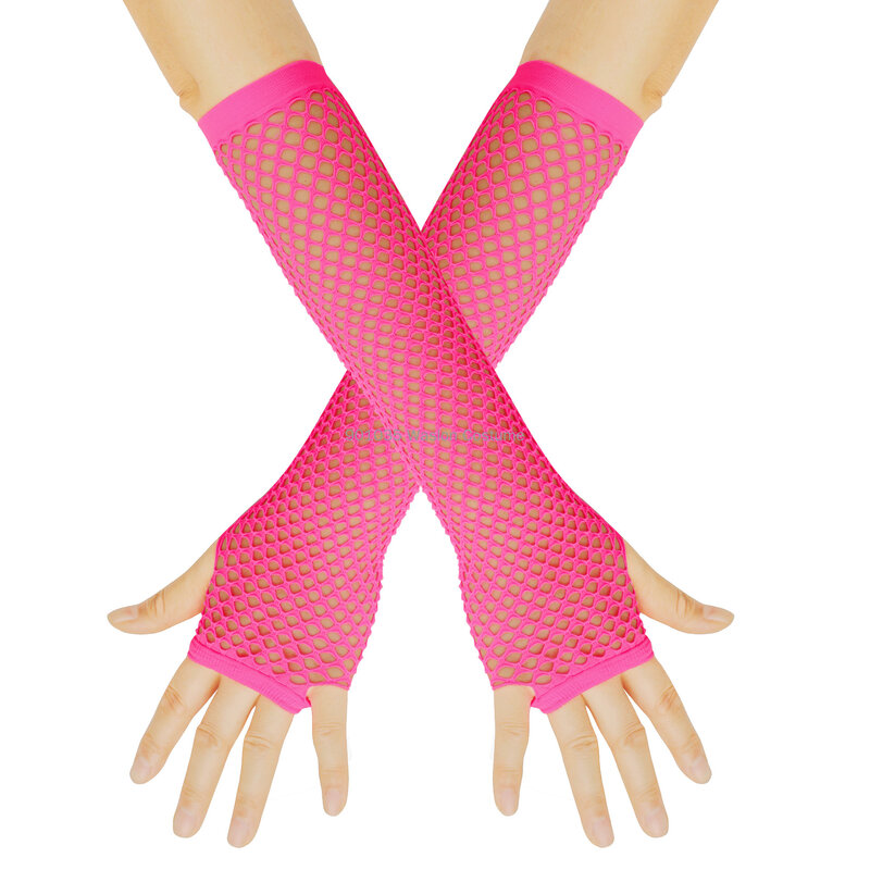 1 paio Neon Fishnet guanti lunghi senza dita polsino del braccio della gamba vestito da usura del partito per le donne Sexy ragazze Punk Goth guanti da ballo in rete scaldino